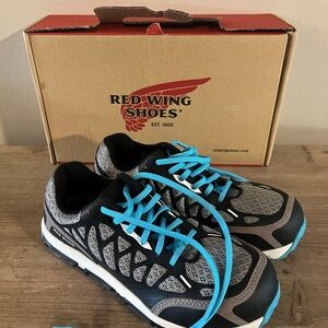 Red Wing Shoes with Bright Blue‎ Accents